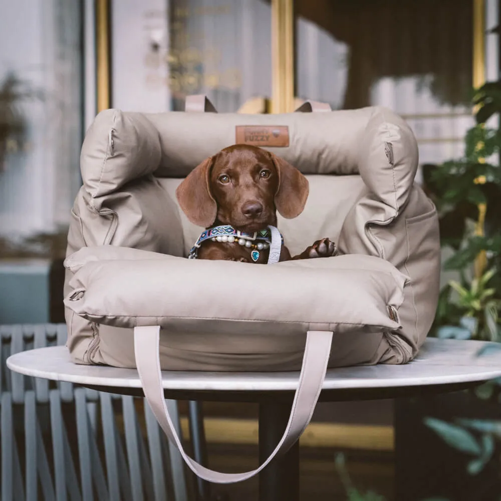 FUNNYFUZZY X VELOTRIC Deluxe Faux Leather Dog Car Seat Booster Bed - Urban Voyager