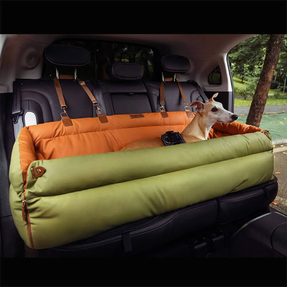 FUNNYFUZZY X VELOTRIC Deluxe Faux Leather Dog Car Seat Booster Bed - Urban Voyager