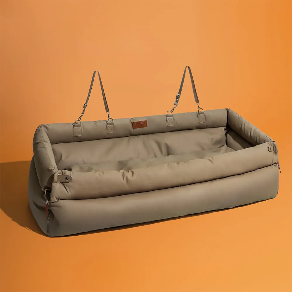 FUNNYFUZZY X VELOTRIC Deluxe Faux Leather Dog Car Seat Booster Bed - Urban Voyager
