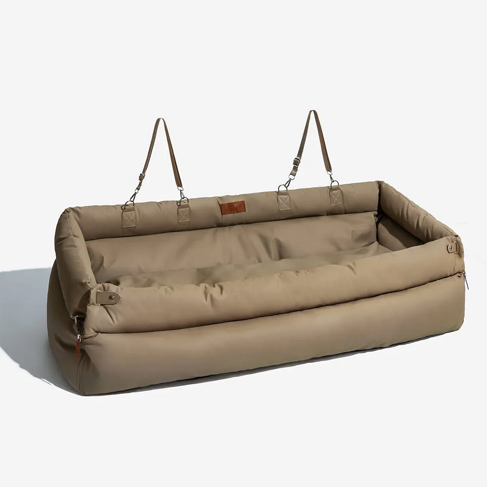 FUNNYFUZZY X VELOTRIC Deluxe Faux Leather Dog Car Seat Booster Bed - Urban Voyager