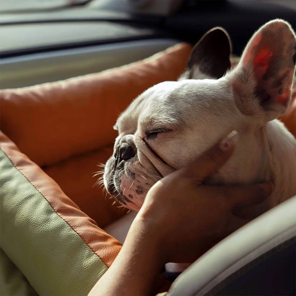 FUNNYFUZZY X VELOTRIC Deluxe Faux Leather Dog Car Seat Booster Bed - Urban Voyager