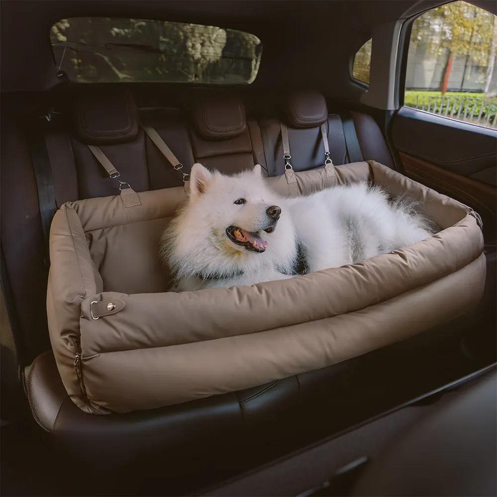 FUNNYFUZZY X VELOTRIC Deluxe Faux Leather Dog Car Seat Booster Bed - Urban Voyager