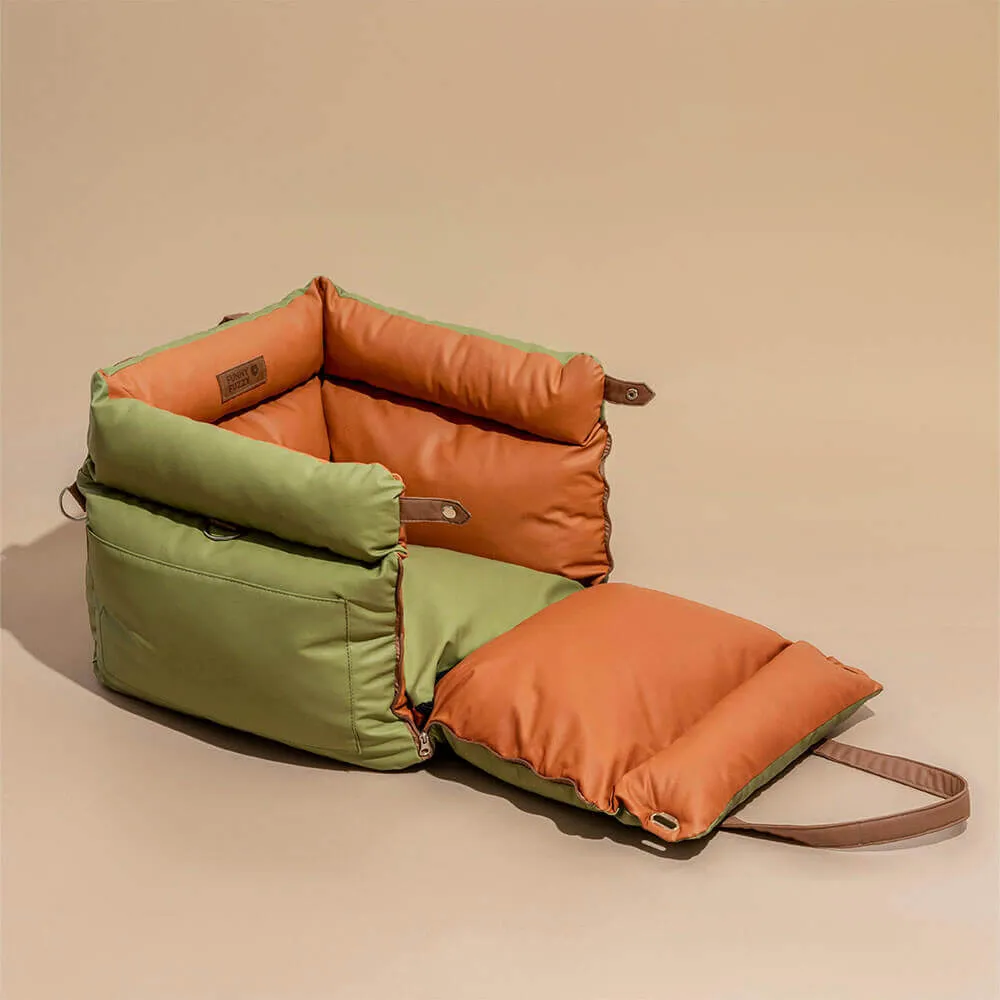 FUNNYFUZZY X VELOTRIC Deluxe Faux Leather Dog Car Seat Booster Bed - Urban Voyager