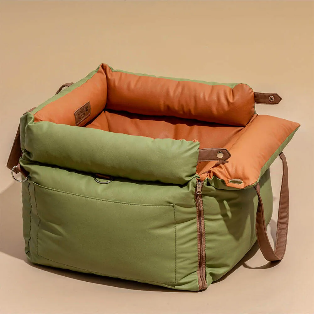 FUNNYFUZZY X VELOTRIC Deluxe Faux Leather Dog Car Seat Booster Bed - Urban Voyager