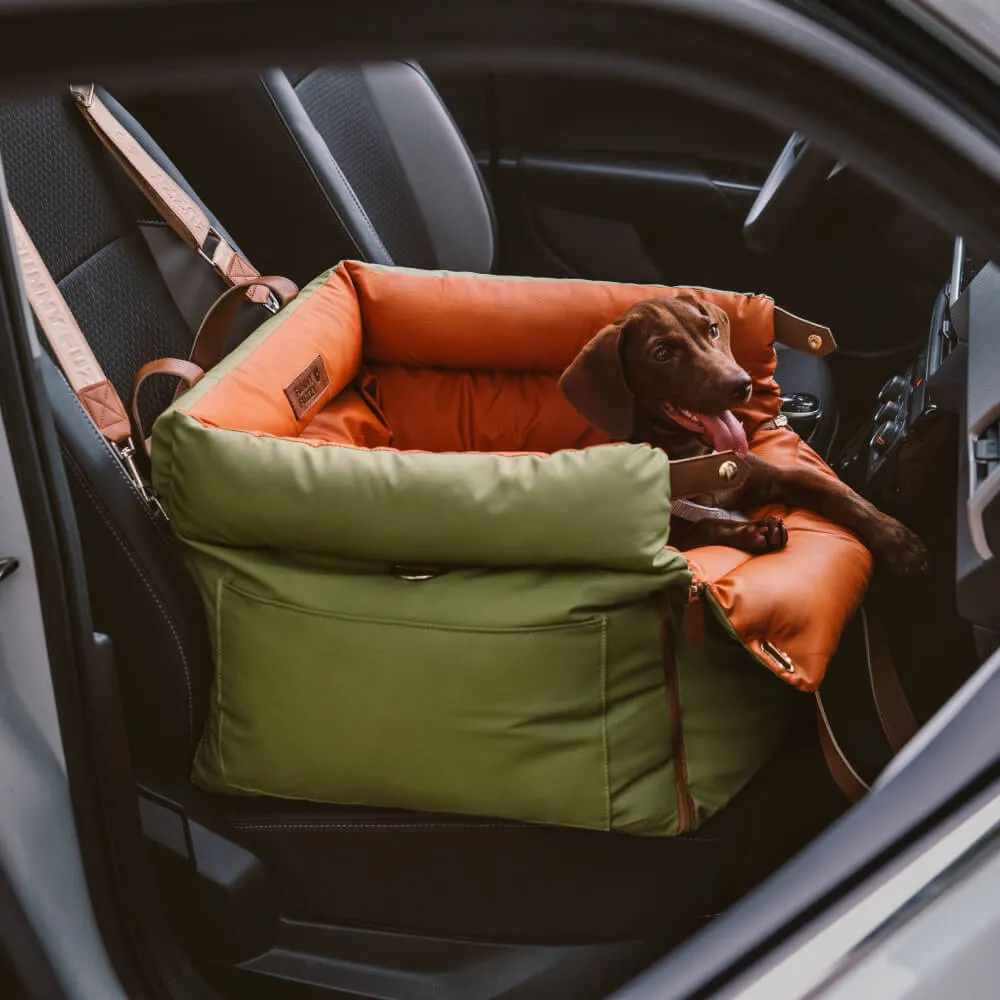 FUNNYFUZZY X VELOTRIC Deluxe Faux Leather Dog Car Seat Booster Bed - Urban Voyager