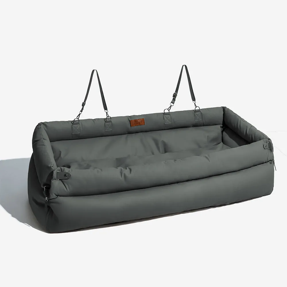 FUNNYFUZZY X VELOTRIC Deluxe Faux Leather Dog Car Seat Booster Bed - Urban Voyager