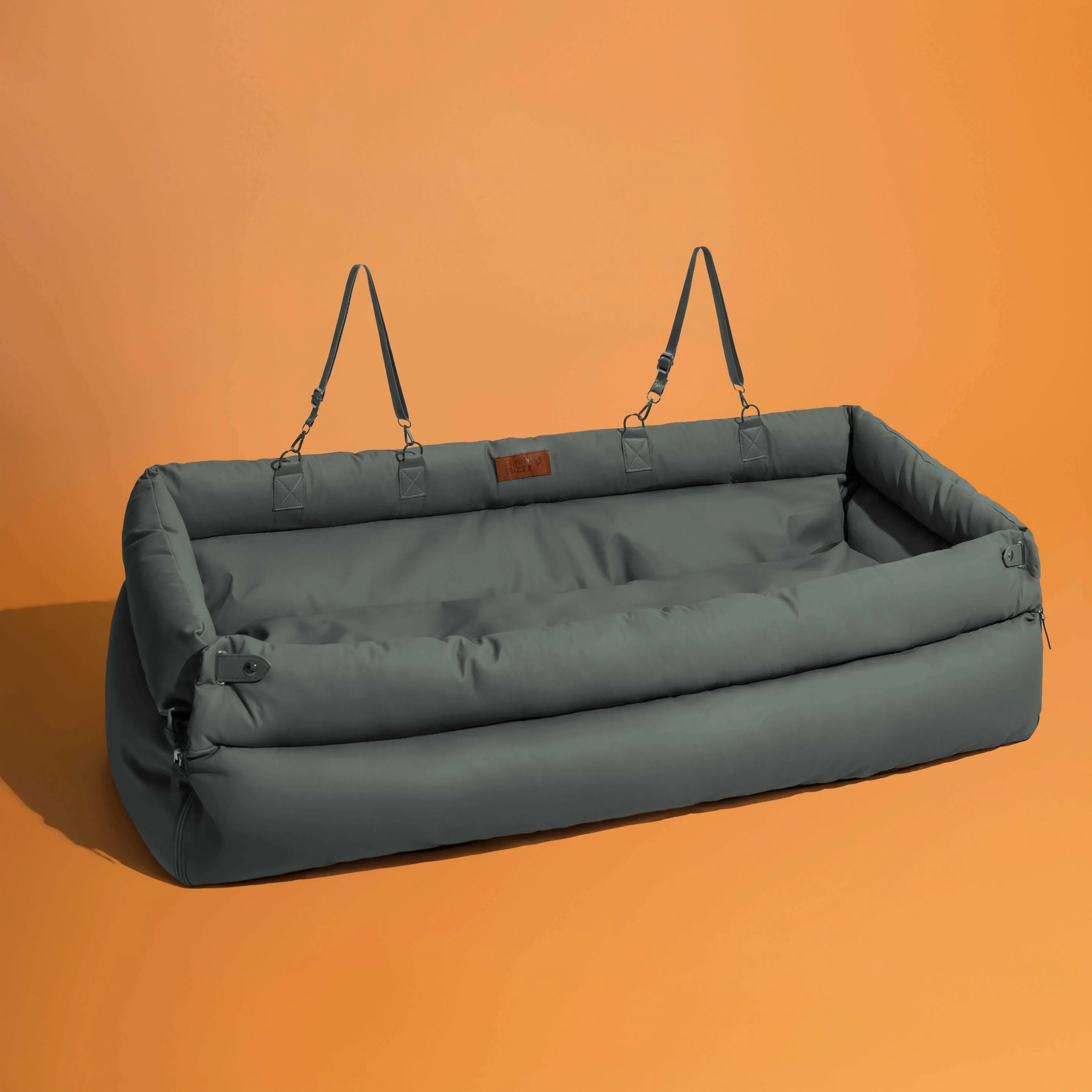 FUNNYFUZZY X VELOTRIC Deluxe Faux Leather Dog Car Seat Booster Bed - Urban Voyager