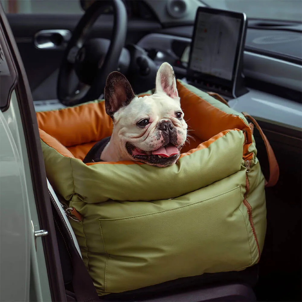FUNNYFUZZY X VELOTRIC Deluxe Faux Leather Dog Car Seat Booster Bed - Urban Voyager