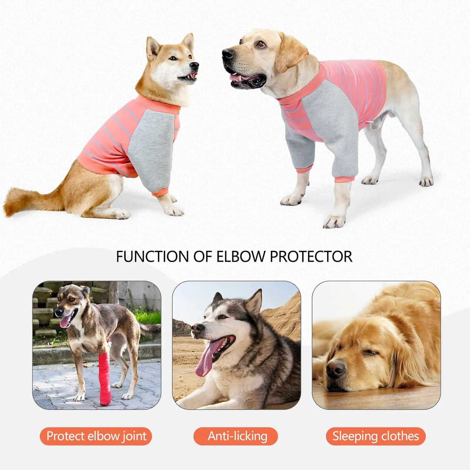 GabeFish Anti-Licking Dog & Cat Hoodie, OrangeGrey Medium, Cotton/Polyester Blend, Machine Washable, Perfect for Medium Breeds, Winter, Casual Wear