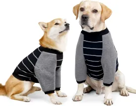GabeFish Anti-Licking Dog Shirt, Long Sleeve T-Shirt for Pets, BlackGrey Medium