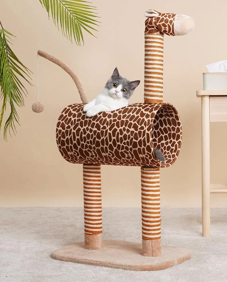 Giraffe Cat Cave and Cat Tree with Scratching Post