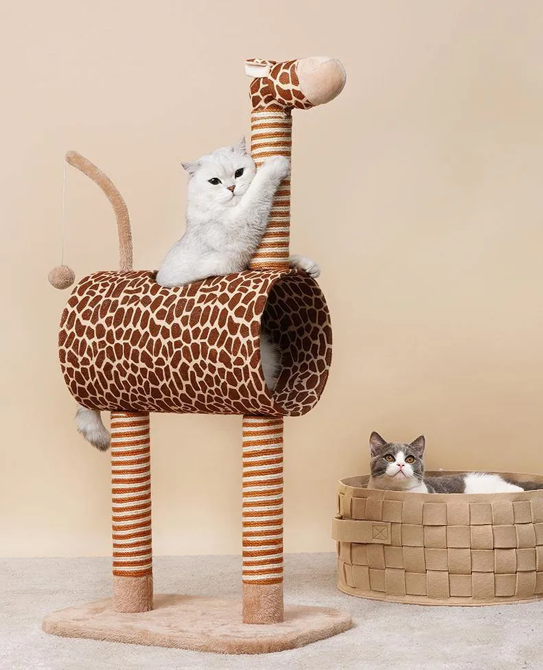 Giraffe Cat Cave and Cat Tree with Scratching Post