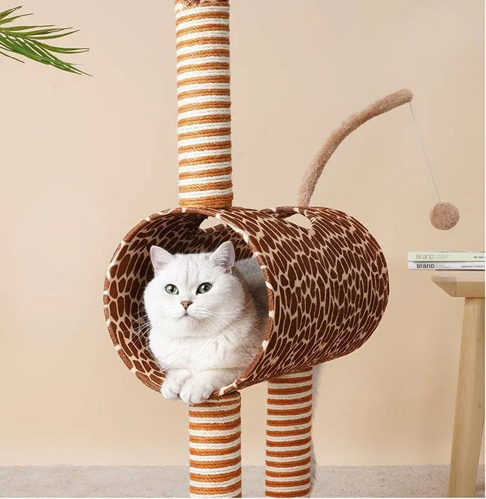 Giraffe Cat Cave and Cat Tree with Scratching Post