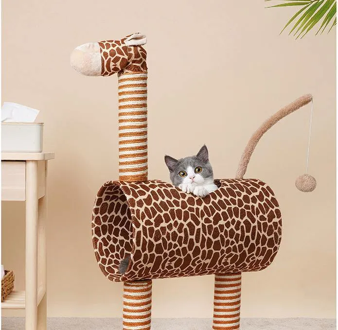 Giraffe Cat Cave and Cat Tree with Scratching Post