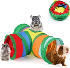 HIIMALEX Guinea Pig Tunnel 3-Way Collapsible Tube for Guinea Pigs Ferrets Hedgehogs Chinchillas Hamsters with Interactive Toy for Play and Rest