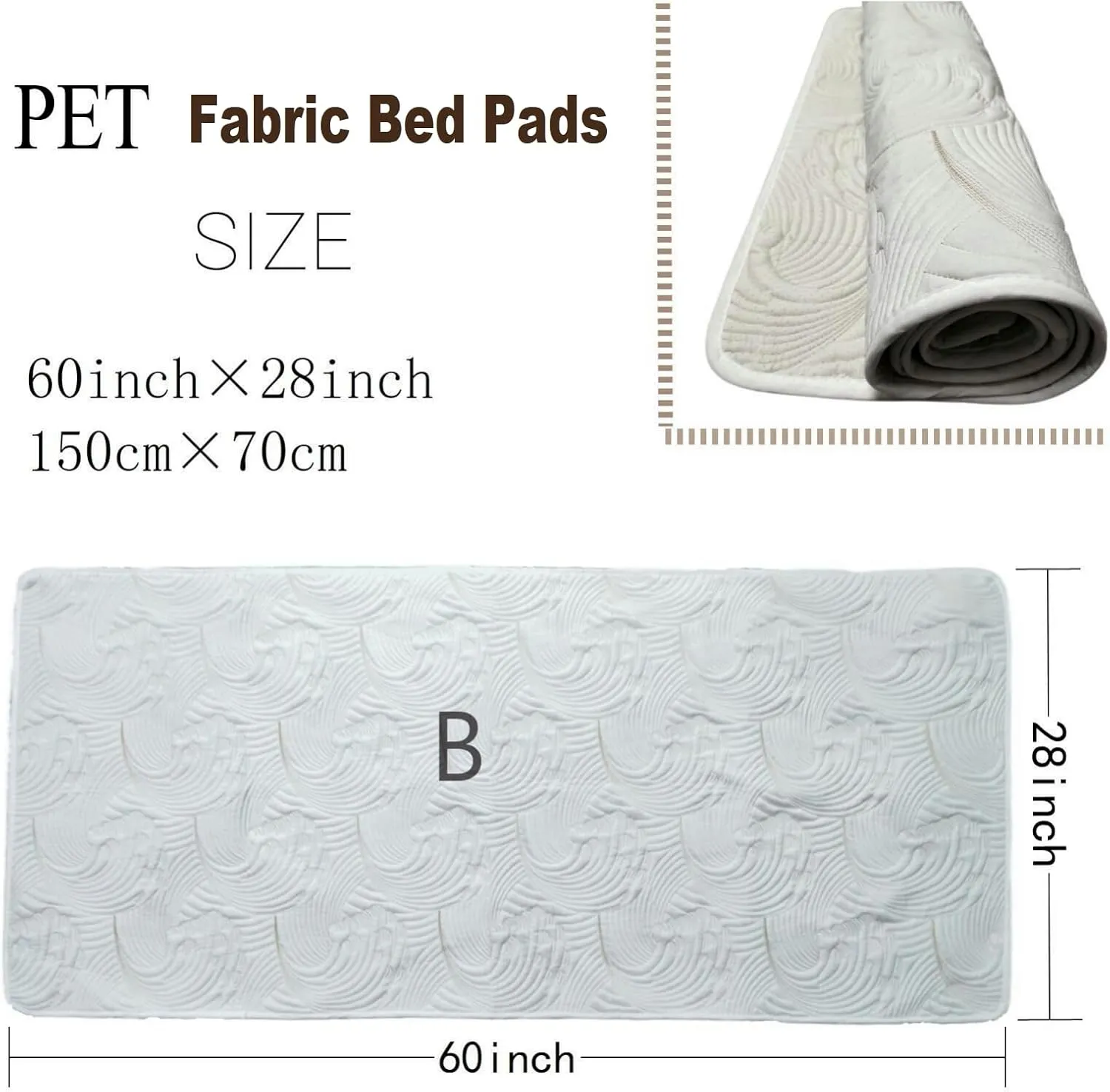 Long Pet Rug Pad Runner Washable for Dogs/Cats - 60" x 28" Multi Layer Couch Cover Bed Mat Runner Sofa Furniture Protector - Waterproof Backing and Anti Pee, White