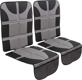 Lusso Gear Car Seat Protector (2-Pack) - Thick Padding, Waterproof - Child Seat Cover with Two Mesh Storage Pockets, Grey Foldable Design