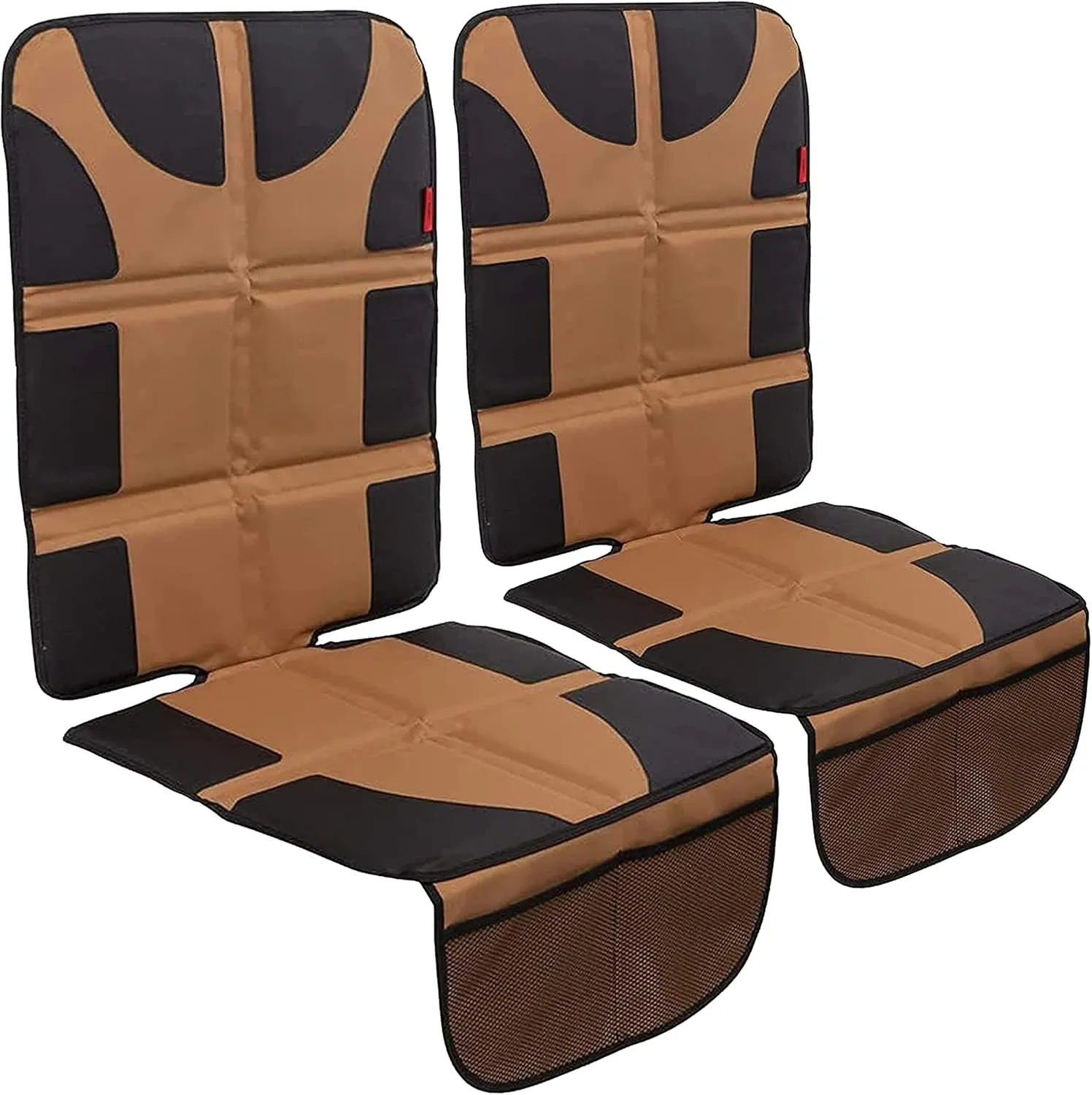 Lusso Gear Car Seat Protector (Value 2 Pack) - Thick Padding - Waterproof Car Mat for Leather Interiors with 2 Mesh Storage Pockets - Non-Slip Tan Child Seat Protector