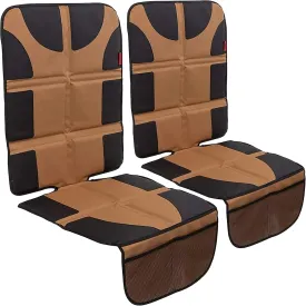 Lusso Gear Car Seat Protector (Value 2 Pack) - Thick Padding - Waterproof Car Mat for Leather Interiors with 2 Mesh Storage Pockets - Non-Slip Tan Child Seat Protector