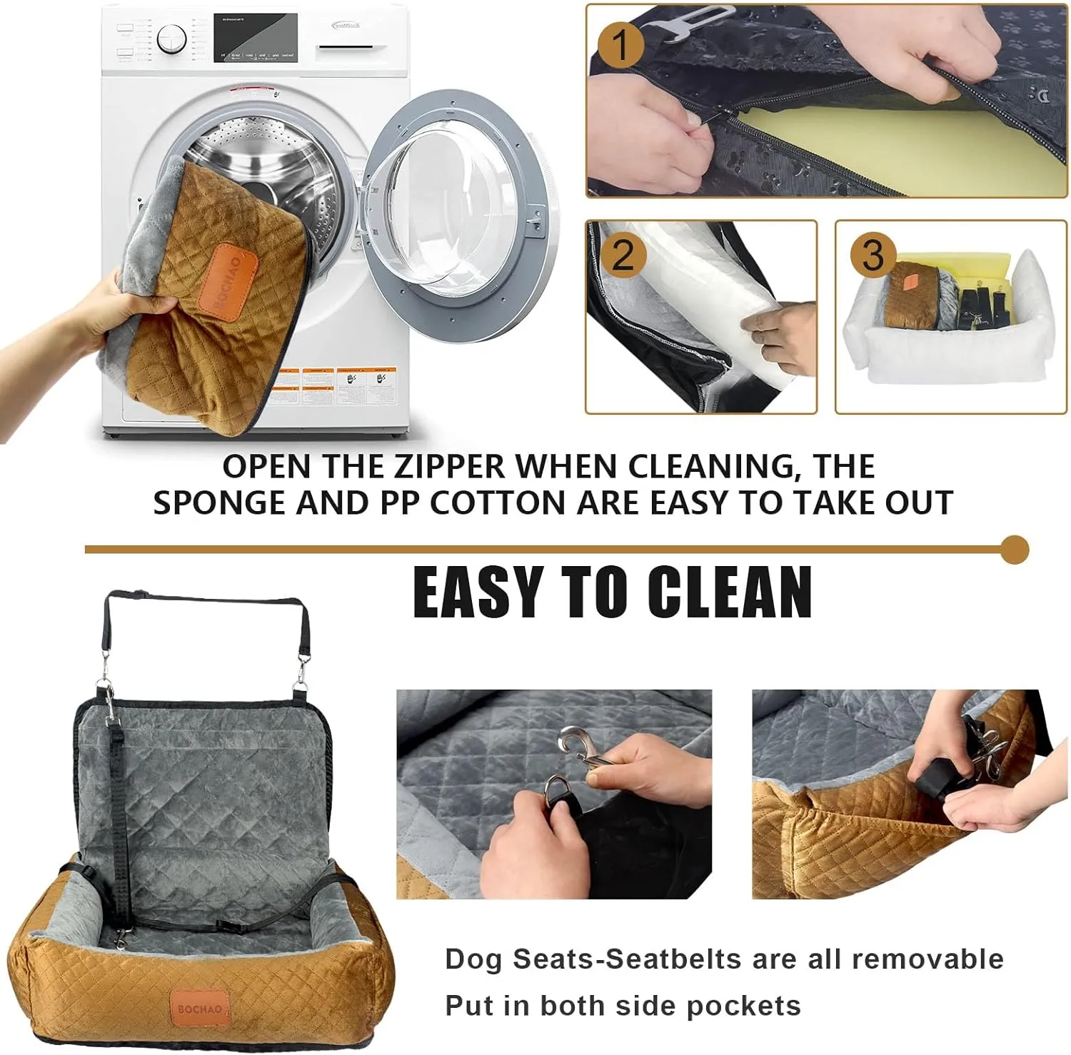 Medium Small Dog Booster Seat - Multi-Function Travel Bed & Sofa Cushion, Includes Dog Blanket, Comfortable & Safe, Fits Cars/Trucks/SUV