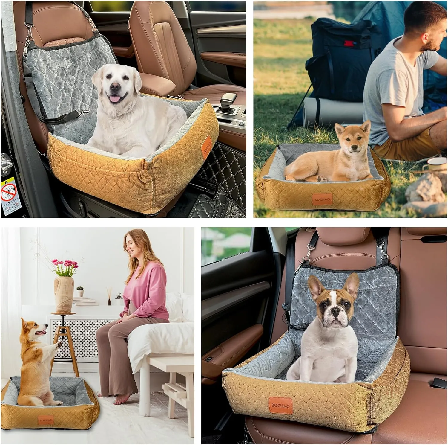 Medium Small Dog Booster Seat - Multi-Function Travel Bed & Sofa Cushion, Includes Dog Blanket, Comfortable & Safe, Fits Cars/Trucks/SUV