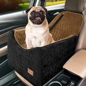 melafa365 Dog Car Seat for Small Medium Dogs, Memory Foam Dog Booster Seat, Elevated Pet Car Seat for Dogs up to 35 lbs,with Washable Removable Cover, Storage Pockets (Brown)