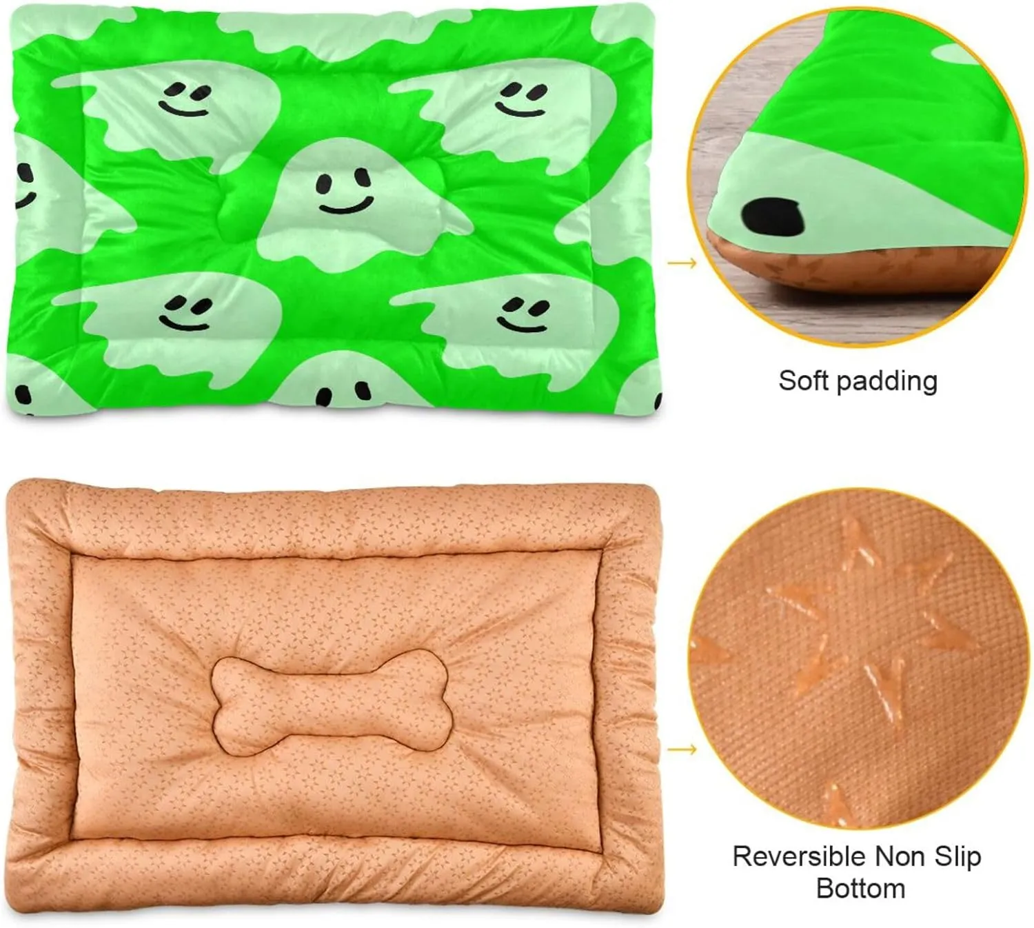 Mint Boo Bliss Dog Bed Mat Soft Machine Washable Non-Slip Comfy Fluffy Kennel Pad for Medium Small Dogs 18x24 Inches