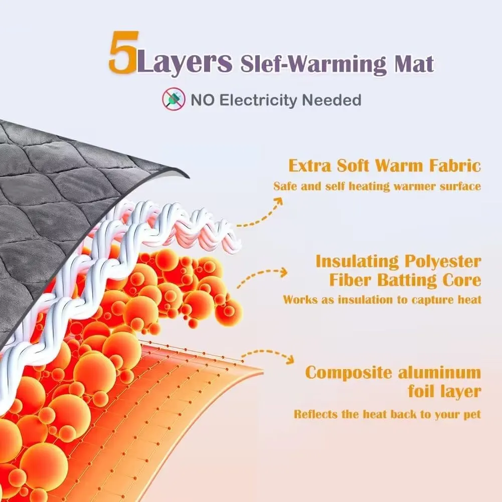 NWK Self Warming Thermal Pet Mat for Dogs and Cats, Body Heat Reflecting Cat Bed Mat, Washable, for Sofa & Crate & Kennel & Car Seat (23 X 35, Black)