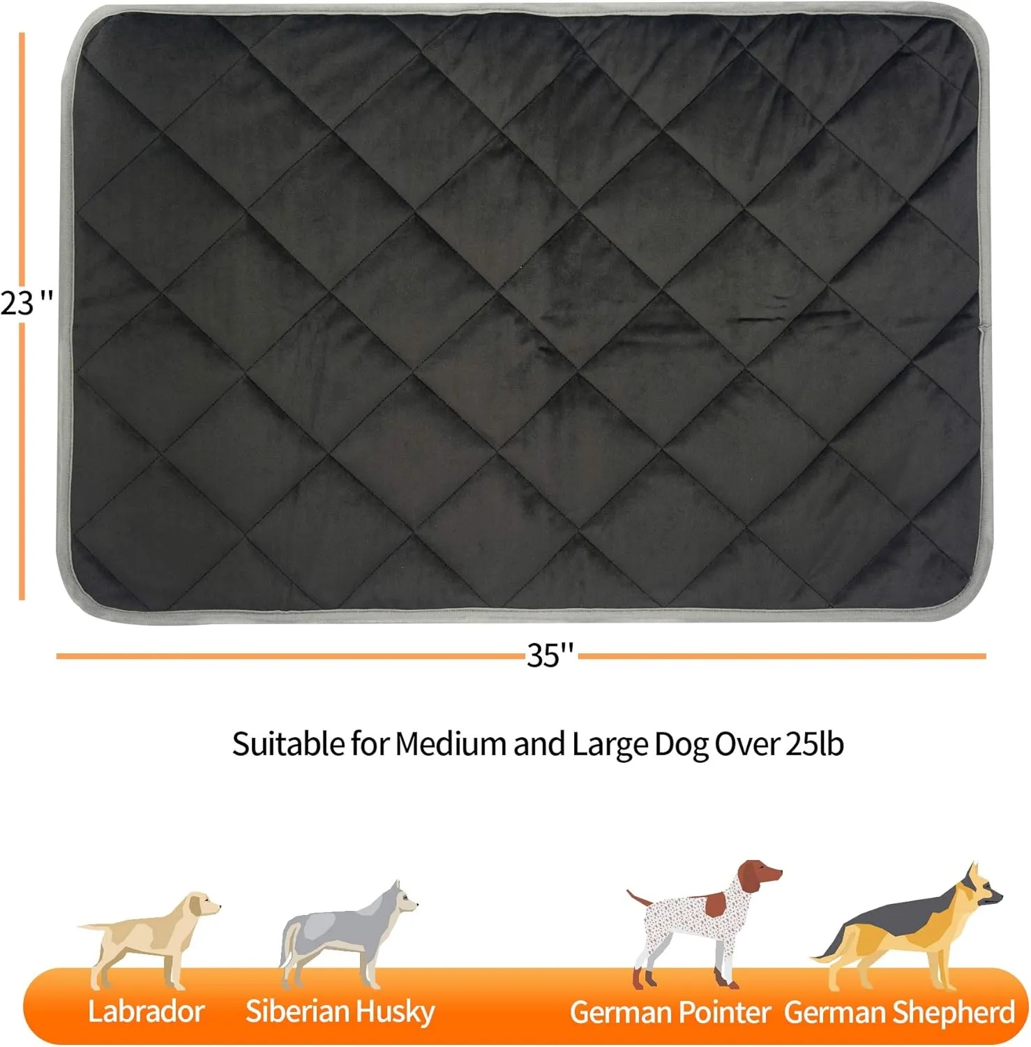 NWK Self Warming Thermal Pet Mat for Dogs and Cats, Body Heat Reflecting Cat Bed Mat, Washable, for Sofa & Crate & Kennel & Car Seat (23 X 35, Black)