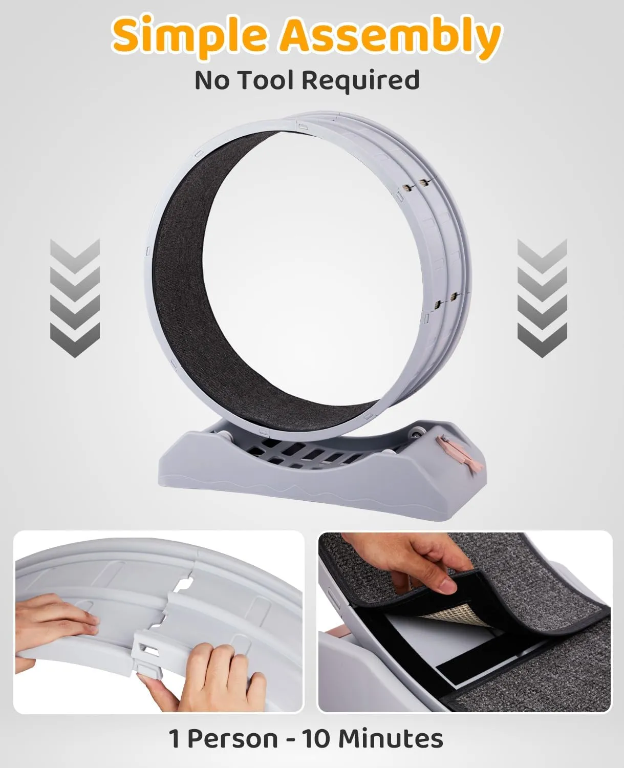 Outvita Cat Wheel, PP Plastic Cat Exercise Wheel for Quiet Running Indoor Use, 31.5" Cat Treadmill with Carpeted Wheel, Cat Exerciser Helps Cats to Lose Weight and Keep Health, Easy to InstallGray