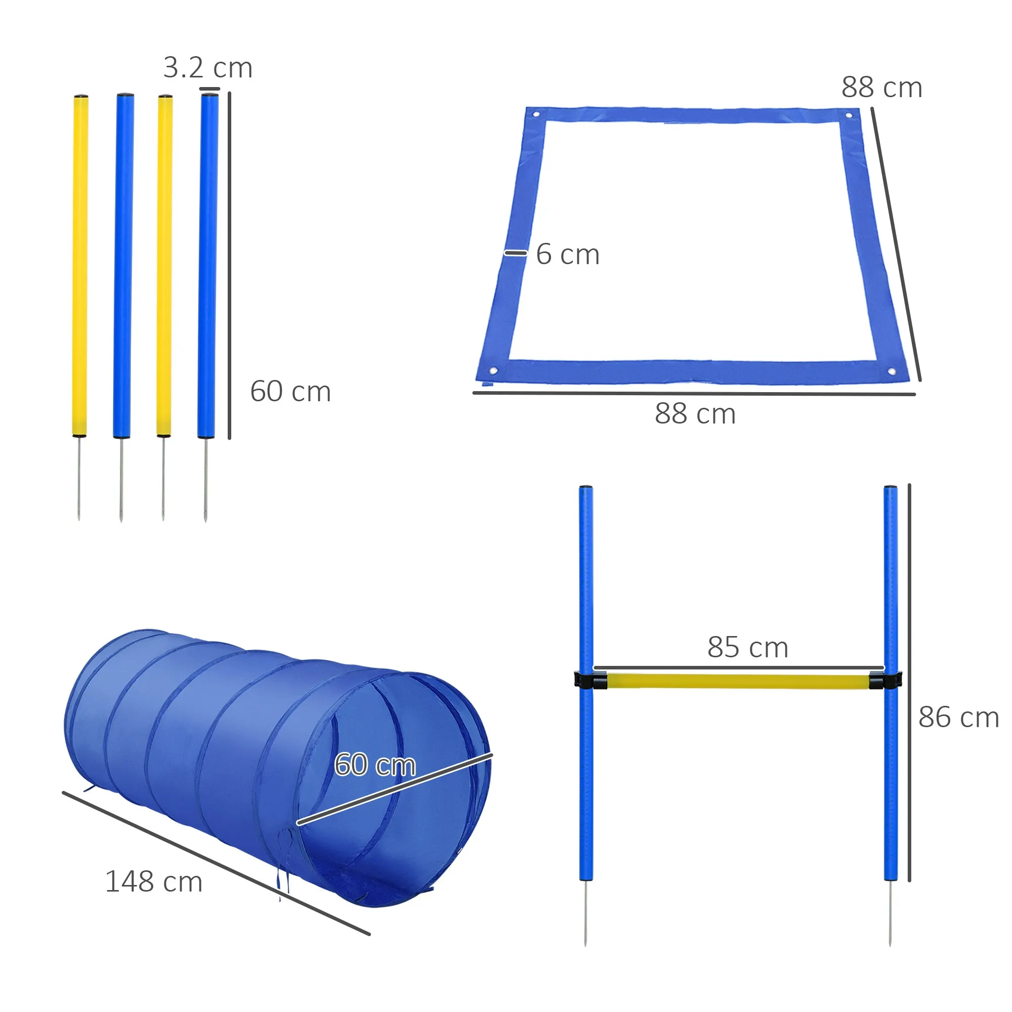 PawHut Pet Agility Training Equipment Dog Play Run Jump (Poles   Hurdle   Tunnel