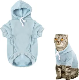 Pet Dog Cat Hoodie Clothes Dog Apparel Warm Jacket Shirt Sweatshirt Clothes Puppies Cat Winter Spring Fall Costume Outfits Fleece Cadet Blue Medium