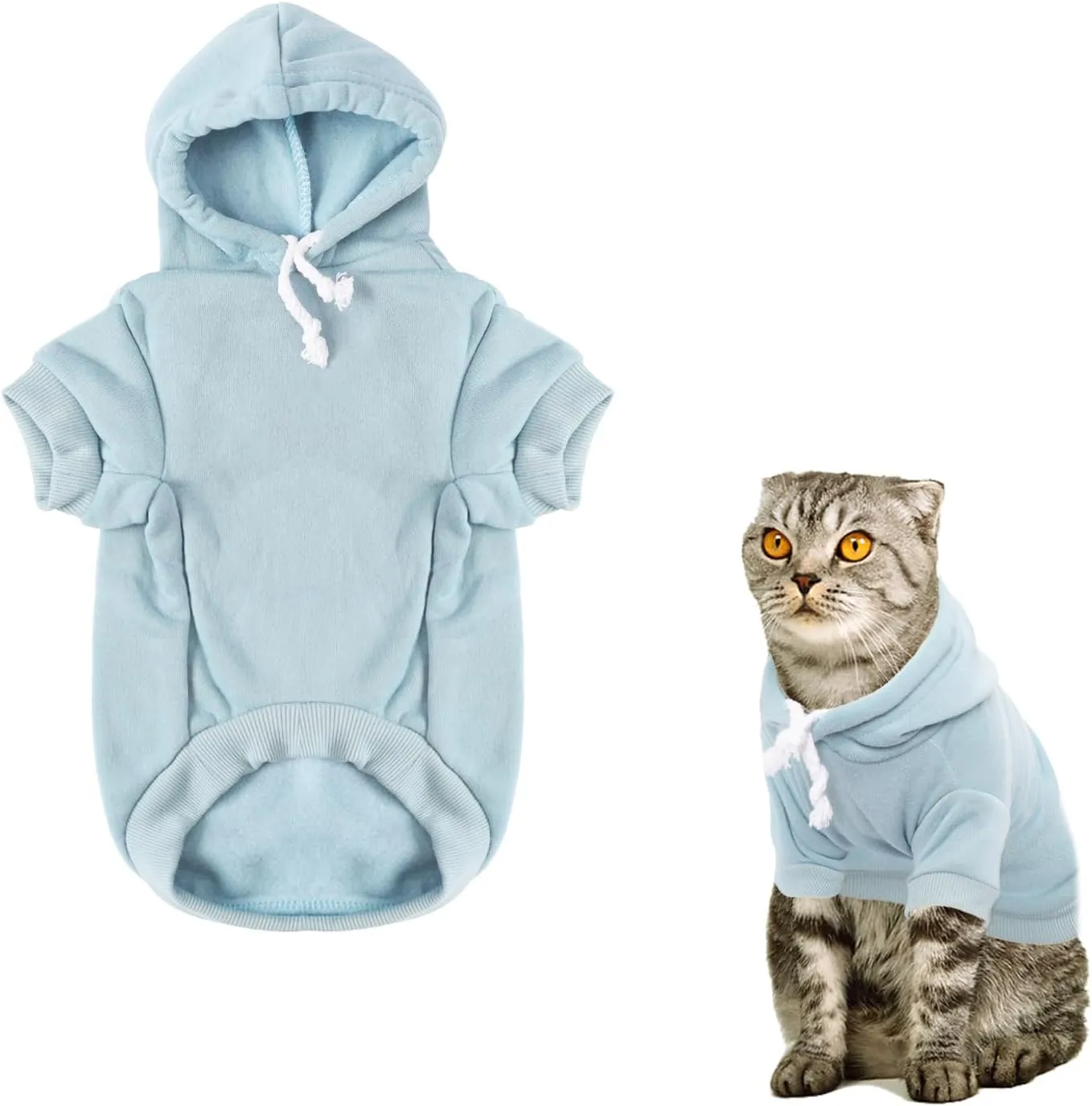 Pet Dog Cat Hoodie Clothes Dog Apparel Warm Jacket Shirt Sweatshirt Clothes Puppies Cat Winter Spring Fall Costume Outfits Fleece Cadet Blue Medium