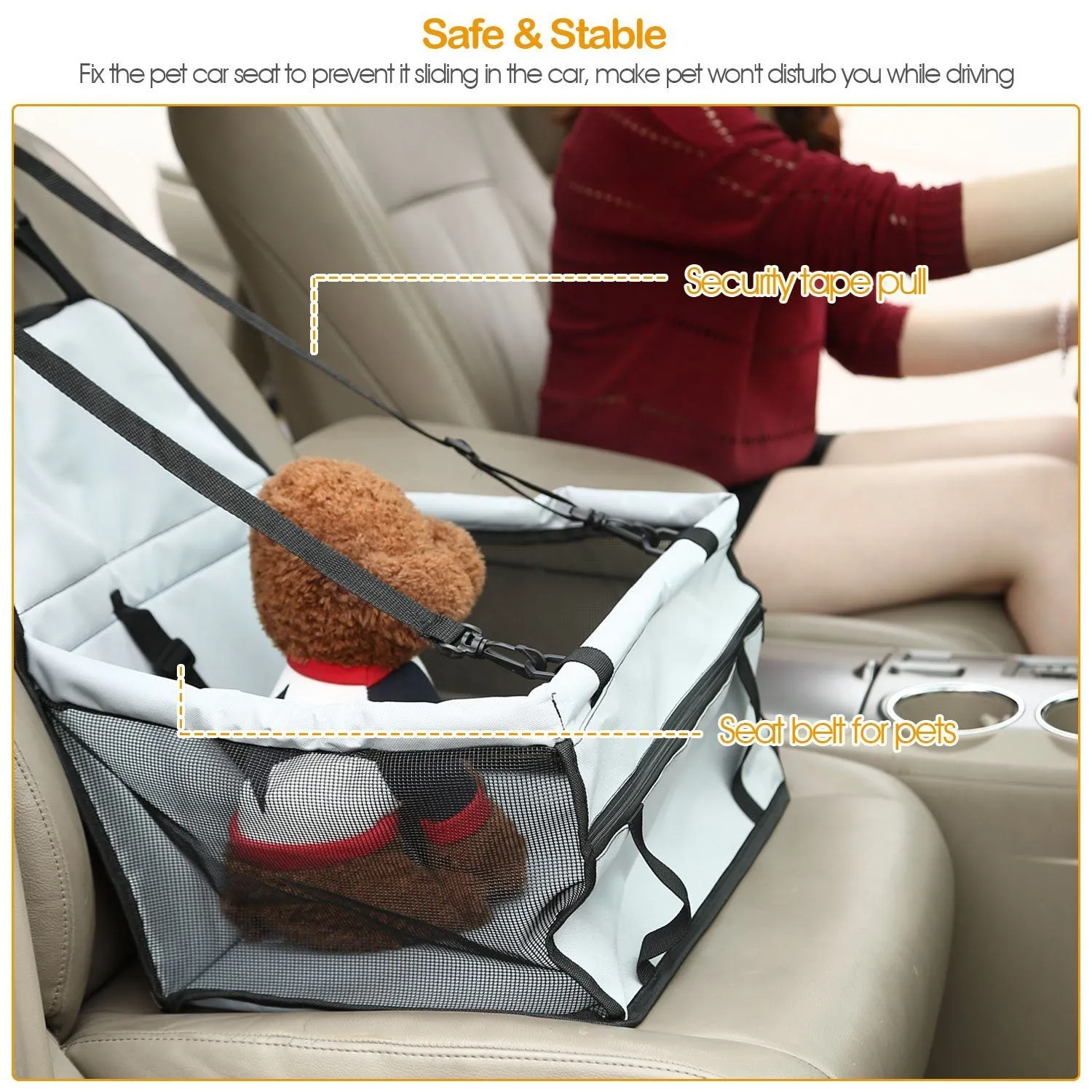 Pet Travel Carrier with Clip-On Safety Leash Zipper Storage Pocket for Pets up to 20lbs