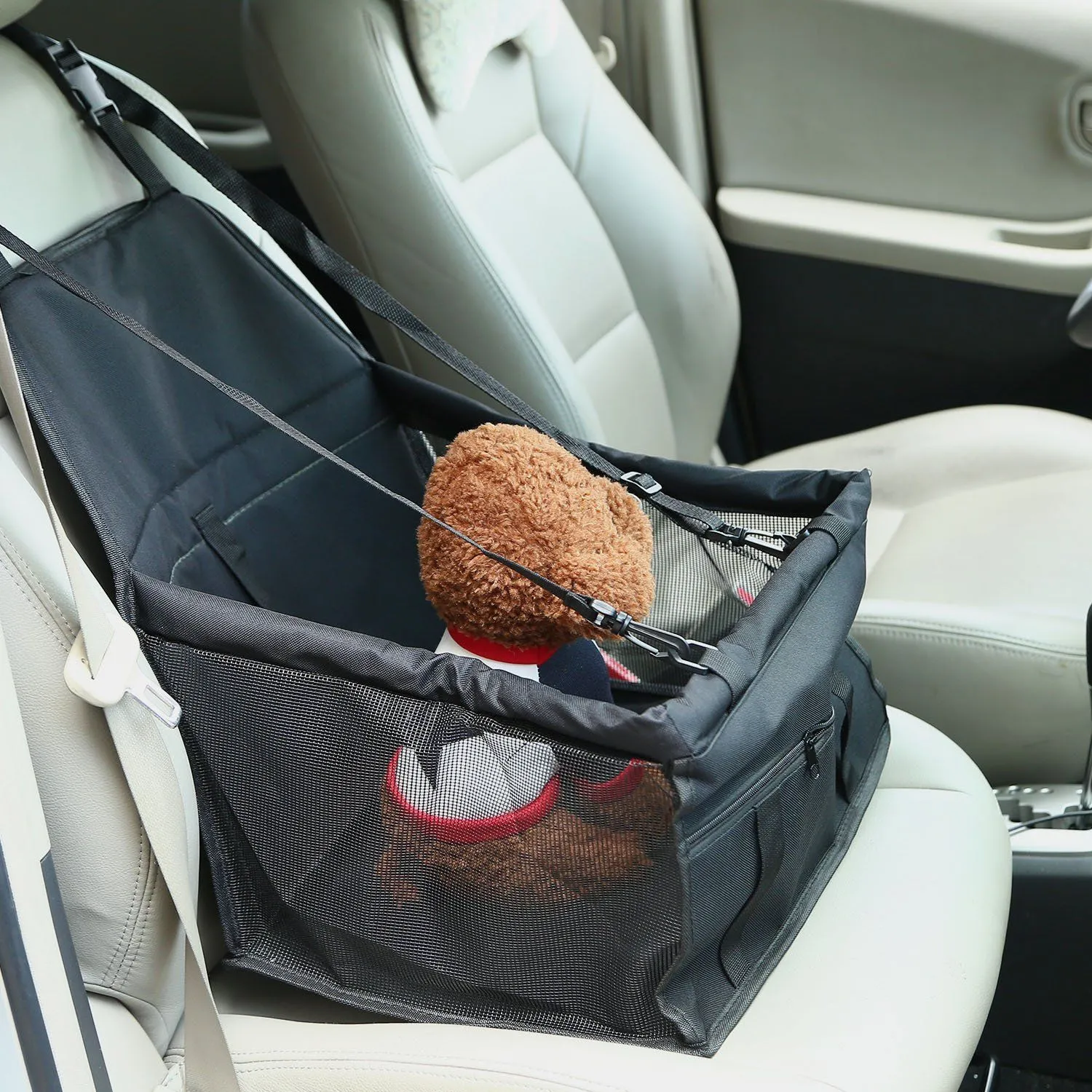 Pet Travel Carrier with Clip-On Safety Leash Zipper Storage Pocket for Pets up to 20lbs