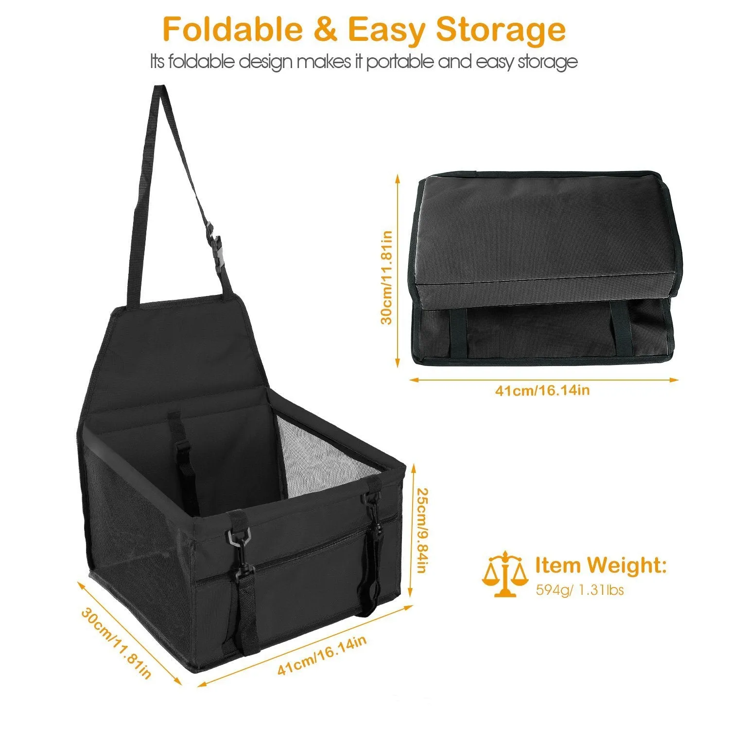 Pet Travel Carrier with Clip-On Safety Leash Zipper Storage Pocket for Pets up to 20lbs