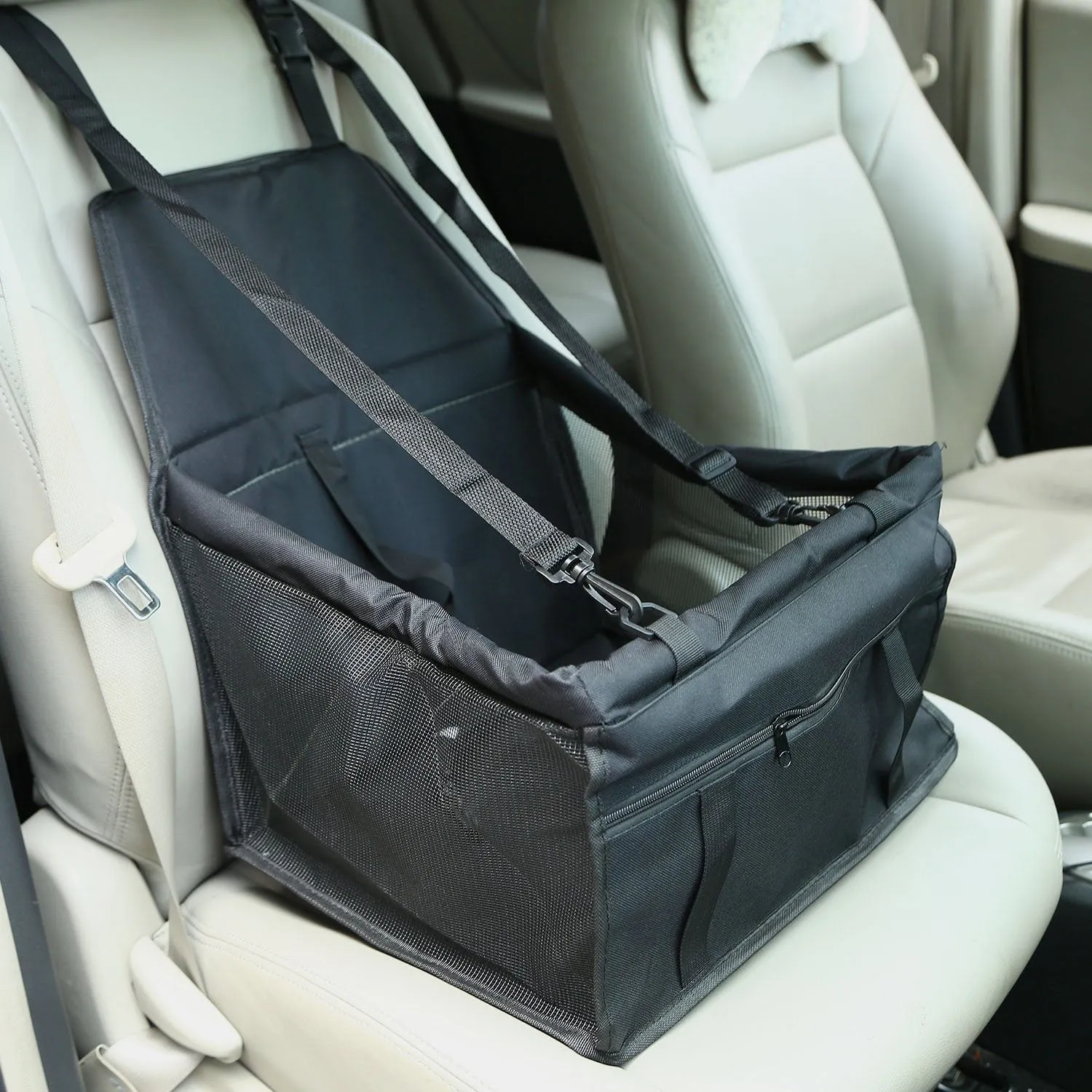 Pet Travel Carrier with Clip-On Safety Leash Zipper Storage Pocket for Pets up to 20lbs