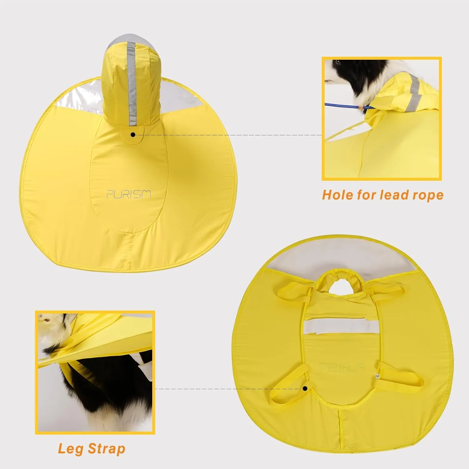 Purism Cute Creative Dog Raincoat - Adjustable Dog Poncho with Hood, Sunshade UV Protection Dog Rain Jacket Poncho Hoodie with Reflective Strip for Small,Medium and Large Dogs (X-Large)