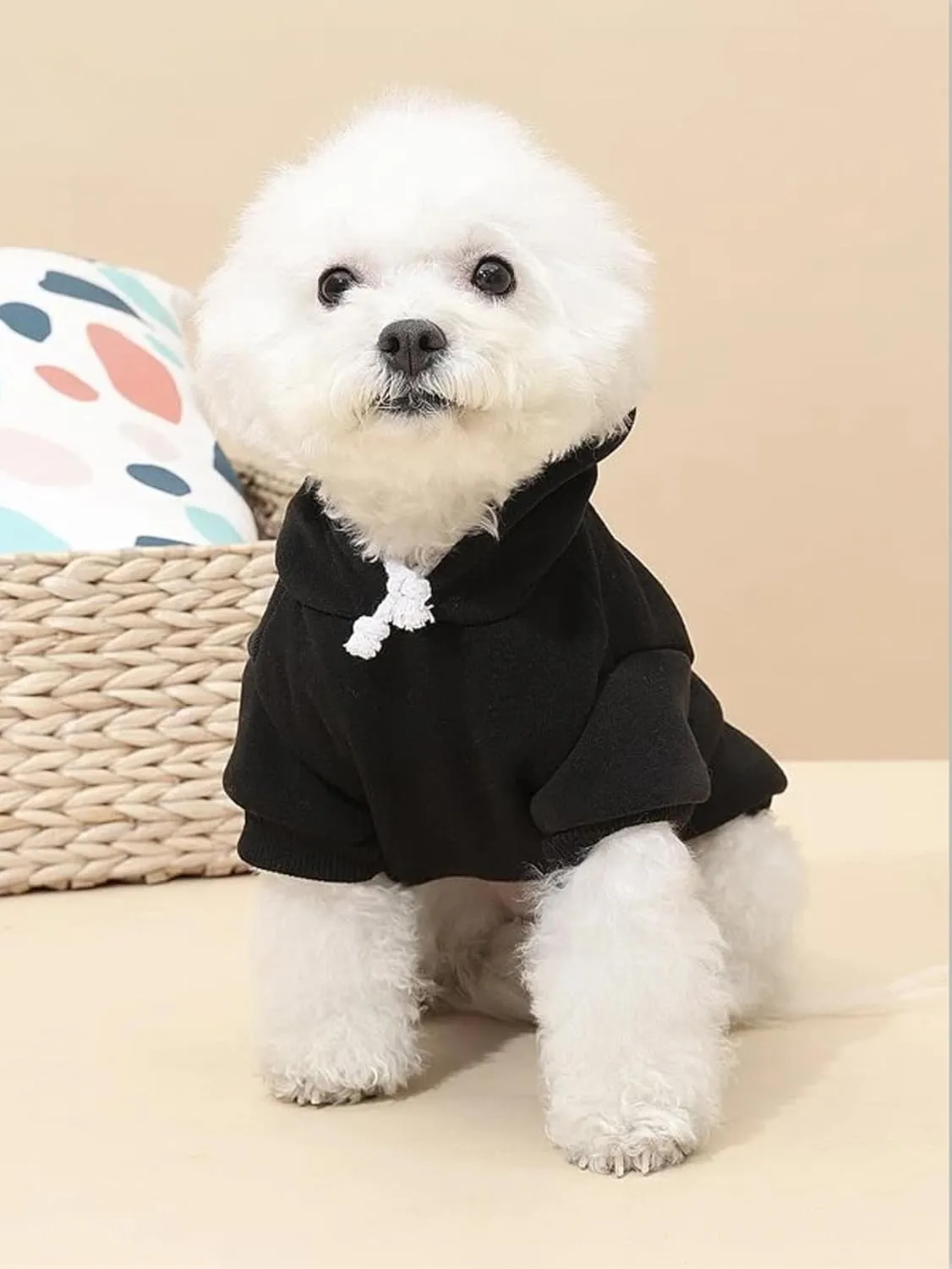 QWEEE 3Pcs Basic Dog Hoodie & Cat Apparel - Dog & Cat Warm Jacket, Shirt & Clothes for Puppy & Kitten - Small & Medium Sizes - Black, Green & Grey Medium