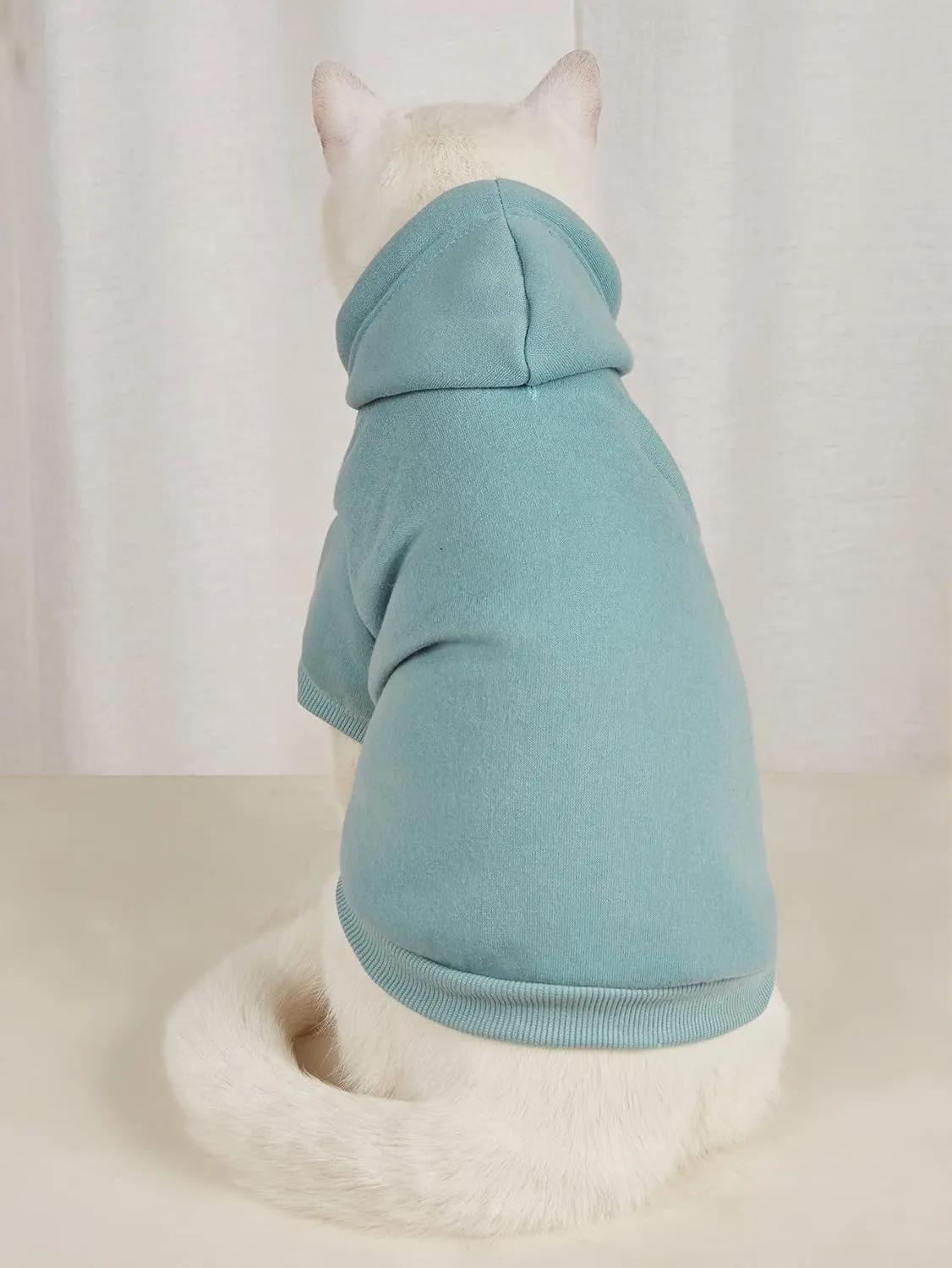 QWINEE Basic Dog Hoodie & Cat Apparel, Warm Jacket & Shirt for Puppy to Medium Dogs & Cats, Cadet Blue M