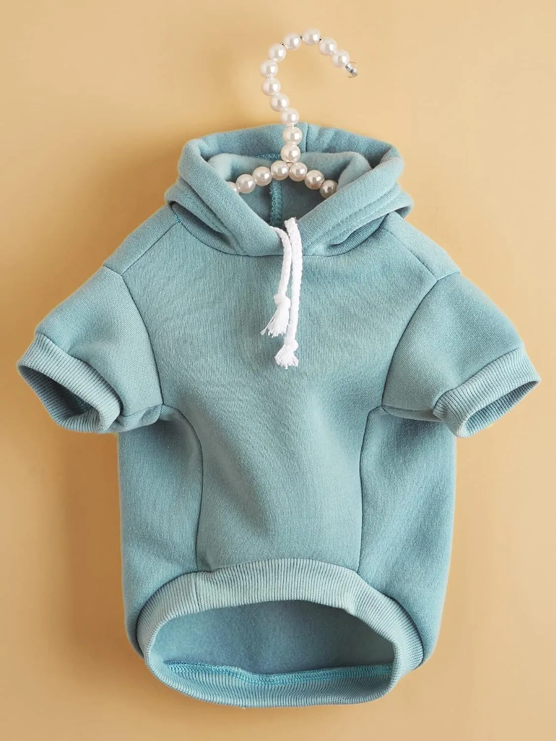 QWINEE Basic Dog Hoodie & Cat Apparel, Warm Jacket & Shirt for Puppy to Medium Dogs & Cats, Cadet Blue M