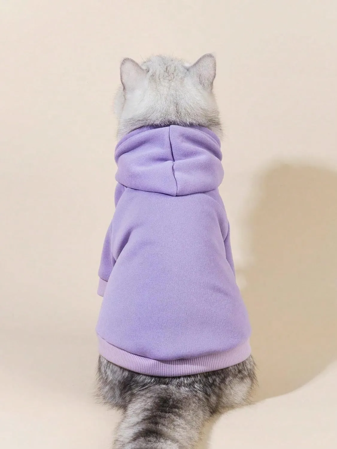 QWINEE Basic Dog Hoodie, Dog Warm Jacket, Cat Apparel, Dog Shirt, Dog Clothes for Puppy Kitten Small Medium Dogs Cats Mauve Purple M
