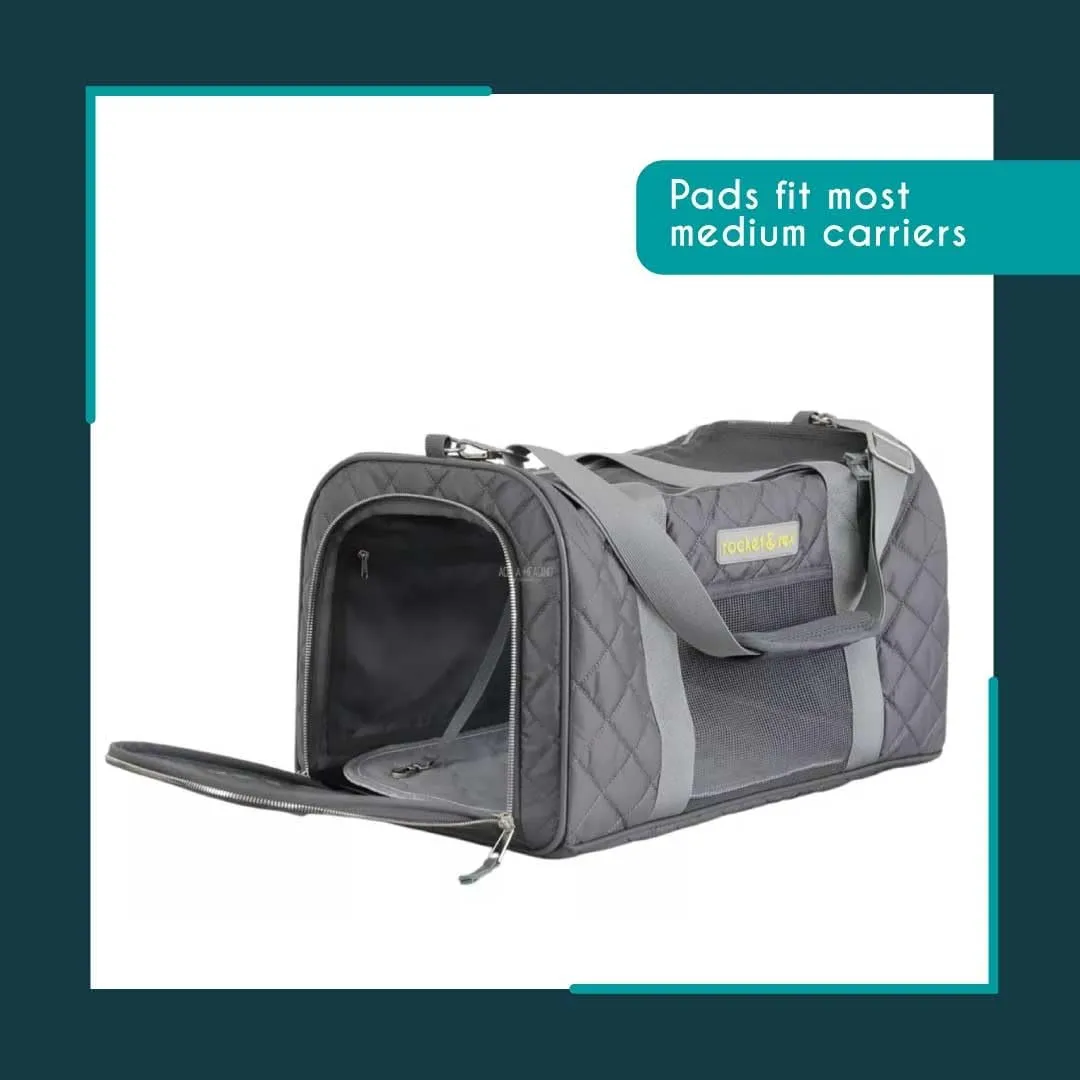 rocket & rex Premium Washable Pet Carrier Pads, Reusable, Waterproof & Absorbent, Dog and Cat Pads for Lining Travel Carriers, Litter Boxes, Pet Crates & More, 17.5" x 11" (Pack of 2)