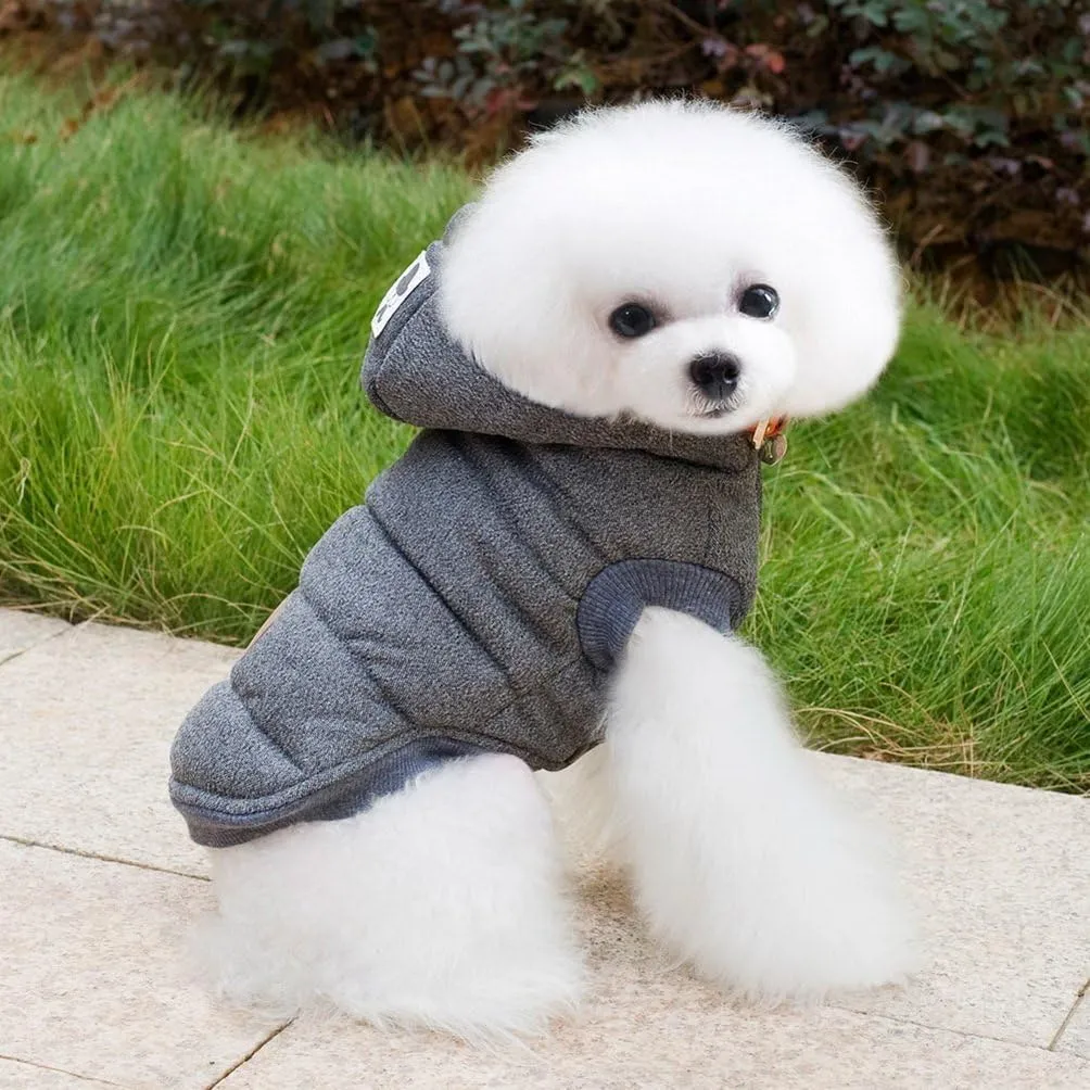 SELMAI Fleece Dog Hoodie Winter Coat for Small Boy Dog Cat Puppy Cotton Hooded Jacket Chihuahua Clothes Grey M