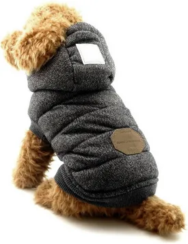 SELMAI Fleece Dog Hoodie Winter Coat for Small Boy Dog Cat Puppy Cotton Hooded Jacket Chihuahua Clothes Grey M