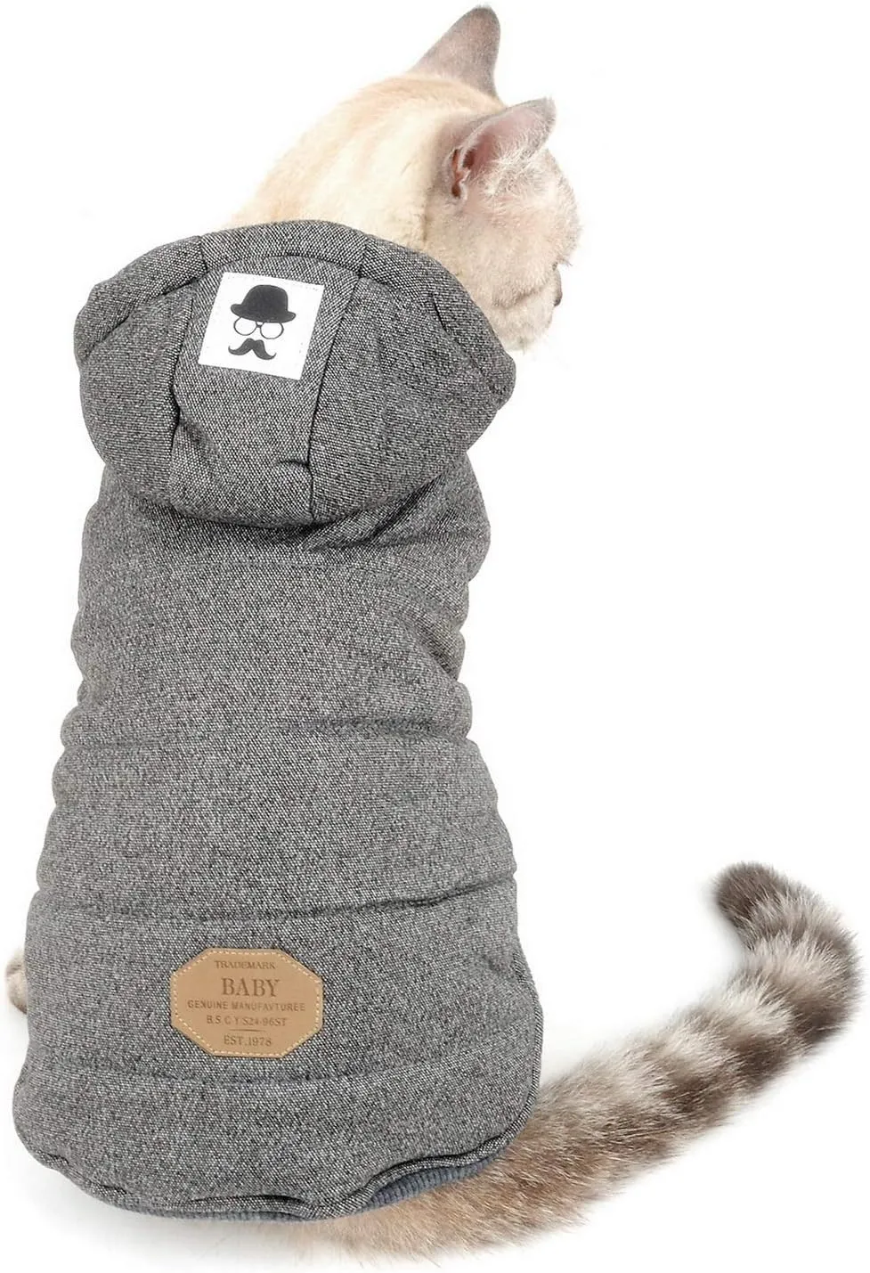 SELMAI Fleece Dog Hoodie Winter Coat for Small Boy Dog Cat Puppy Cotton Hooded Jacket Chihuahua Clothes Grey M