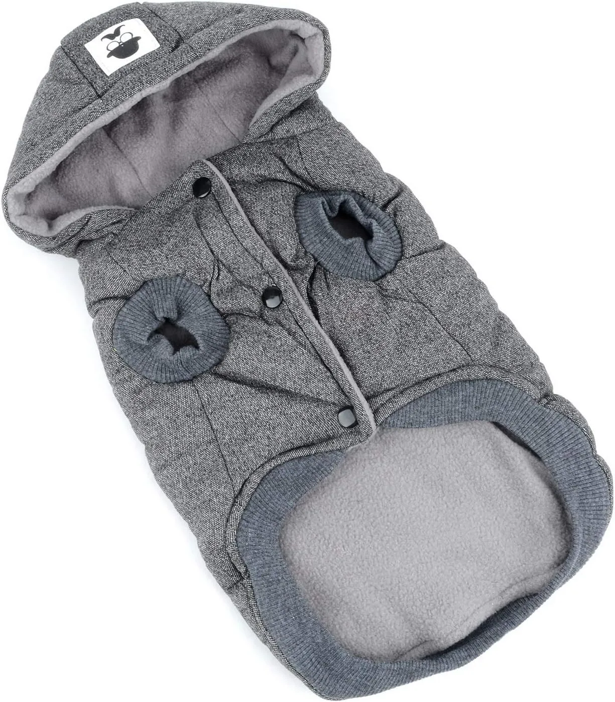 SELMAI Fleece Dog Hoodie Winter Coat for Small Boy Dog Cat Puppy Cotton Hooded Jacket Chihuahua Clothes Grey M