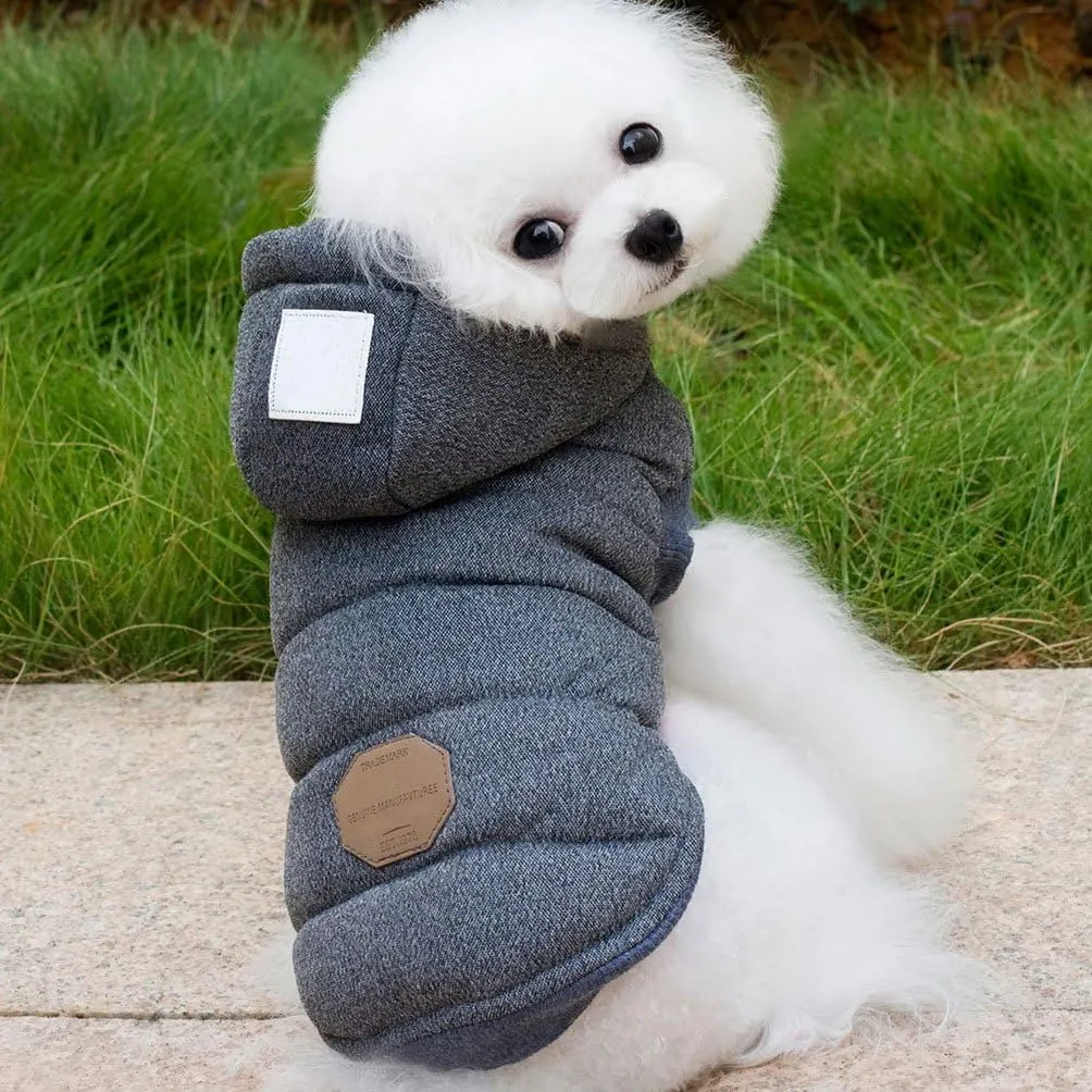 SELMAI Fleece Dog Hoodie Winter Coat for Small Boy Dog Cat Puppy Cotton Hooded Jacket Chihuahua Clothes Grey M