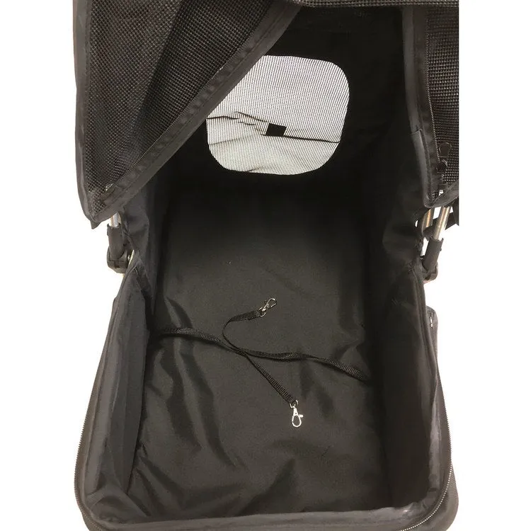 Single Four-Wheel Pet Stroller for Pets 33 Lbs. and Under with Storage Basket - Black