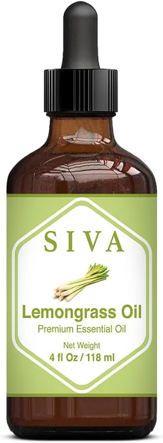SIVA Lemongrass Essential Oil - 4 Fl Oz  Natural Lemongrass Oil - for Diffuser, Face, Skin Care, Aromatherapy, Hair Care, Scalp and Body Massage - with Dropper